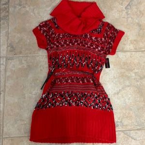 Women’s Red sweater belted tunic